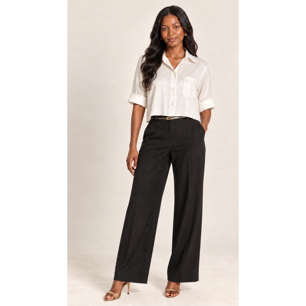 TWP Next Ex Metallic Pinstripe Cropped Silk Shirt Ivory Gold XS/S